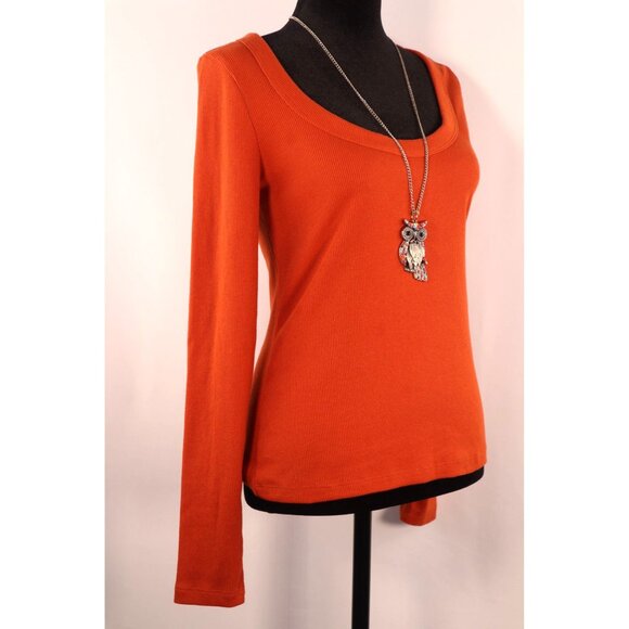 Old Navy Women's Rust Orange Ribbed Knit Long Sleeve Top Size Small‎ - Picture 4 of 12